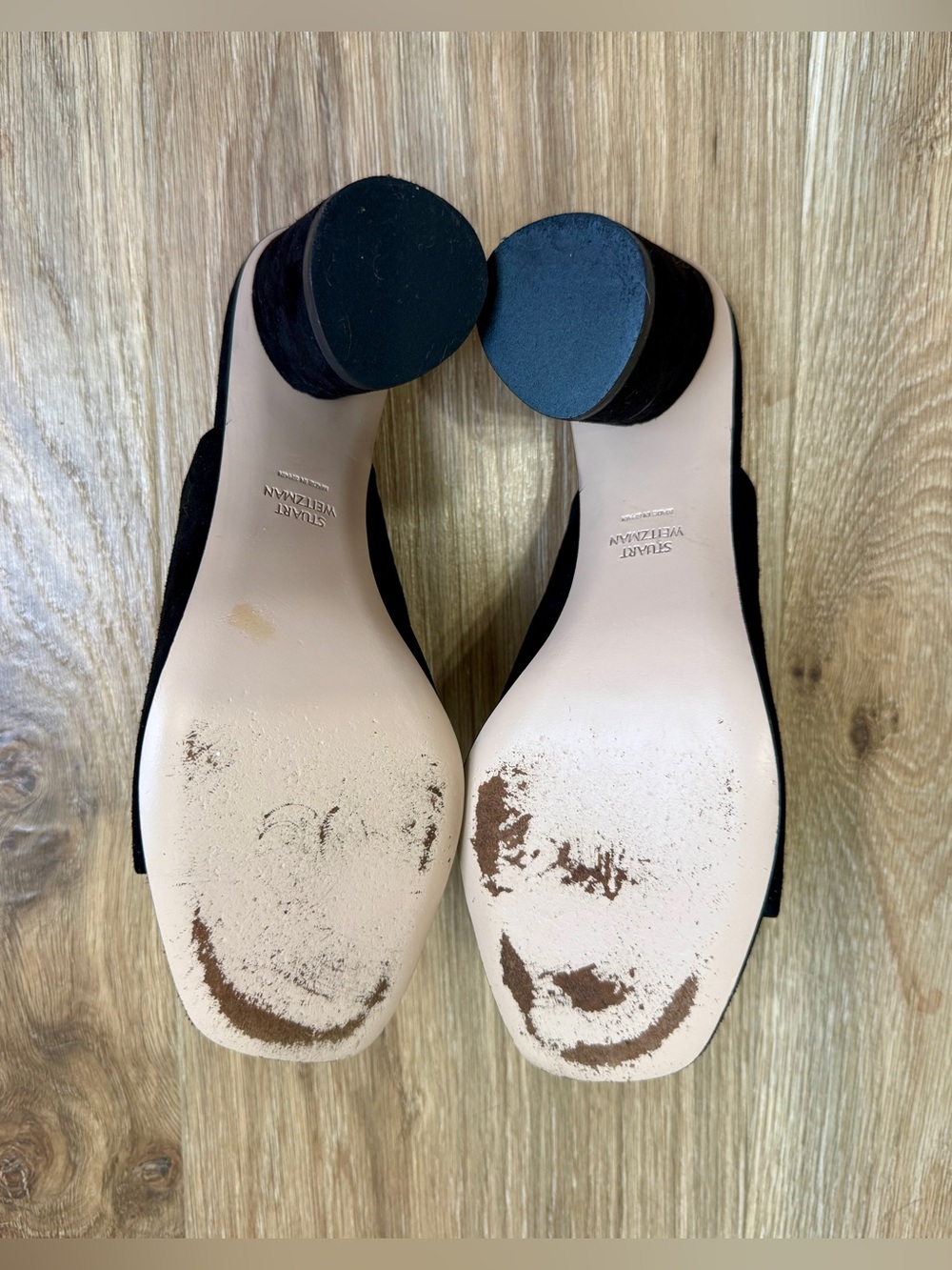 Stuart Weitzman Black Suede Block Heel Slide Sandals Size 7M - Picture 7 of 9